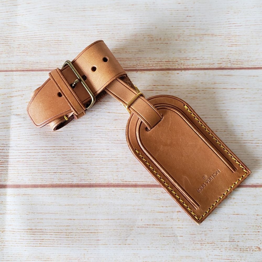 Authentic Louis Vuitton Vachetta Leather  Poignet Luggage Tag Holder Adjustable